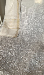 White mul chanderi laid out flat