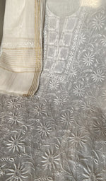 Stitch detail on the white mul chanderi kurta