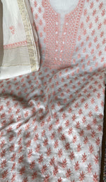 White mul chanderi laid out flat