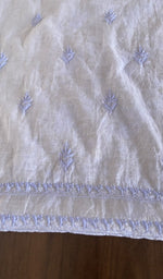 Hand embroidery on powder blue mul chanderi