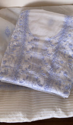 Folded powder blue mul chanderi kurta, second view
