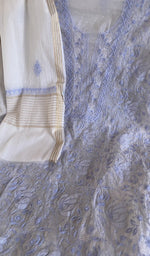Chikankari worked by hand on mul chanderi