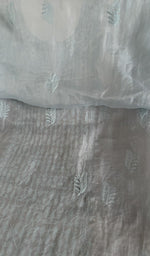 Hand embroidery on sky blue organza silk