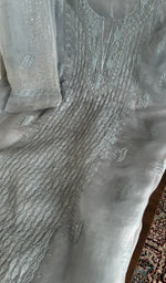Chikankari worked by hand on organza silk