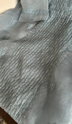 Close view of the sky blue kurta fabric