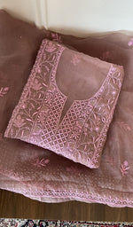 Folded dusty rose organza silk kurta, second view