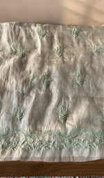 Hand embroidery on mint green organza silk