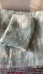 Folded mint green organza silk kurta, second view