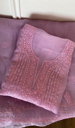 Folded lilac organza silk kurta, front view