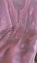 Chikankari worked by hand on organza silk