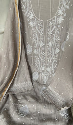 Fine front and back jaaldar chikankari anarkali across the body of the kurta piece