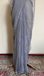 Saree draped on the mannequin, side view