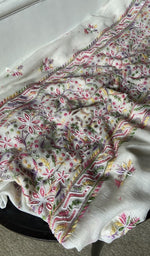 Gala and front placket, fine multicoloured panel chikankari with matching beads sequ