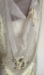White organza silk saree, detail view