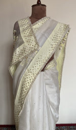 White organza silk saree, lower half