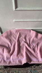 将图像加载到图库查看器中， Blush pink pure mul chanderi laid over the stool