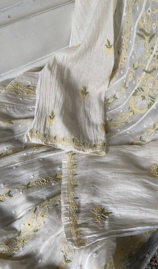 front back chikankari anarkali across the kurta