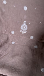 Load image into Gallery viewer, dupatta chikankari detail, mauve brown pure mul chanderi