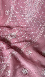 Load image into Gallery viewer, fine chikankari on pink pure mul chanderi