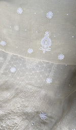 Load image into Gallery viewer, dupatta chikankari detail, pale yellow pure mul chanderi