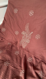 Load image into Gallery viewer, dupatta chikankari detail, rust pure mul cotton