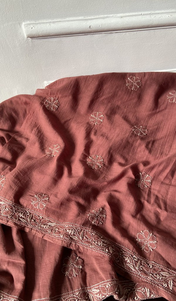 border and hem work on rust pure mul cotton