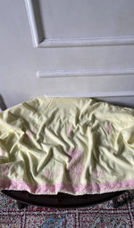 Load image into Gallery viewer, pale yellow pure mul cotton, full piece laid out