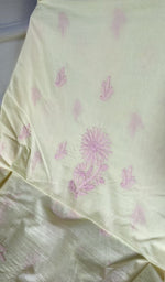 Load image into Gallery viewer, dupatta chikankari detail, pale yellow pure mul cotton