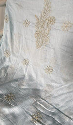Load image into Gallery viewer, dupatta chikankari detail, pale blue pure mul cotton
