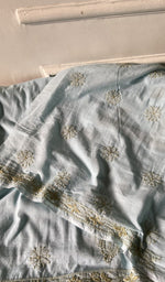 Load image into Gallery viewer, border and hem work on pale blue pure mul cotton