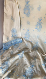 Close look at the fine contrast chikankari