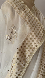 full length of the off white saree on the mannequin
