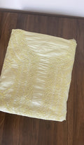 Dania — Lemon Yellow Tussar Silk Chikankari 1 Pc Unstitched Kurti Fabric