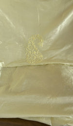 Stitch detail on the lemon yellow tussar silk kurta