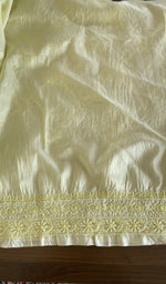Close view of the lemon yellow kurta fabric