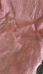 Fine do taar chikankari with geometrical design on the salmon pink tussar silk
