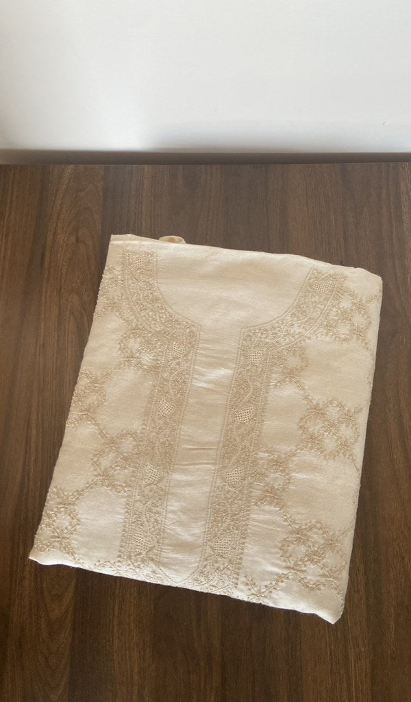 Dima — Ivory Pure Eri Silk Chikankari 1 Pc Unstitched Kurti Fabric