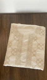 Folded ivory eri silk kurta fabric, second view
