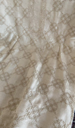 Fine do taar chikankari with geometrical design on the ivory eri silk