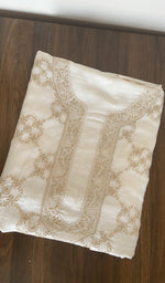 Folded cream eri silk kurta fabric, second view