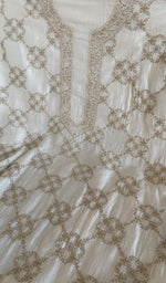 Stitch detail on the cream eri silk kurta