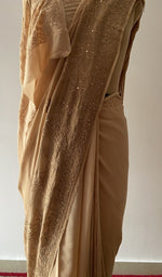 Fine chikankari on border pallu and allover across the pallu