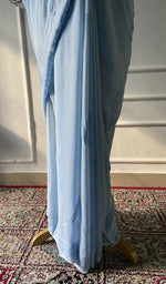 Load image into Gallery viewer, powder blue viscose georgette saree, drape and pleats