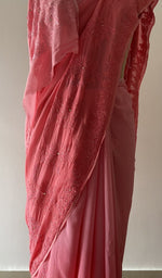 Fine chikankari on border pallu and allover across the pallu
