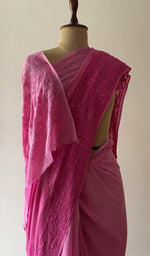 Border along the edge, fine chikankari on border pallu and allover