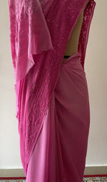 Fine chikankari on border pallu and allover across the pallu