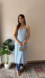 Blue viscose georgette, front of the kurta