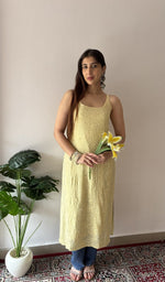 Yellow viscose georgette, front of the kurta