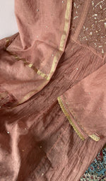 Brown pure mul chanderi dupatta with scattered motifs