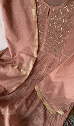 Gala and neckline, badla work and mukaish work on gathers style